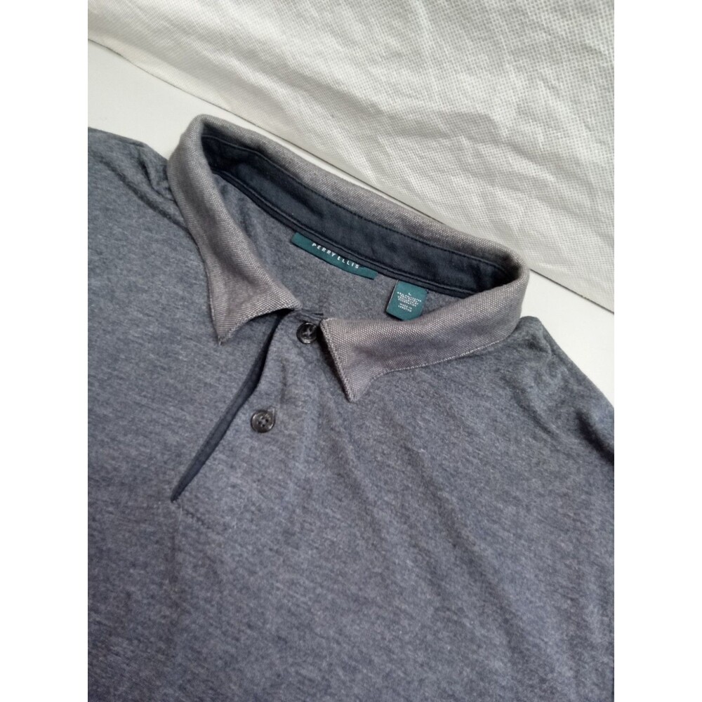 Perry Ellis Mens Large‎ Gray Polo Shirt